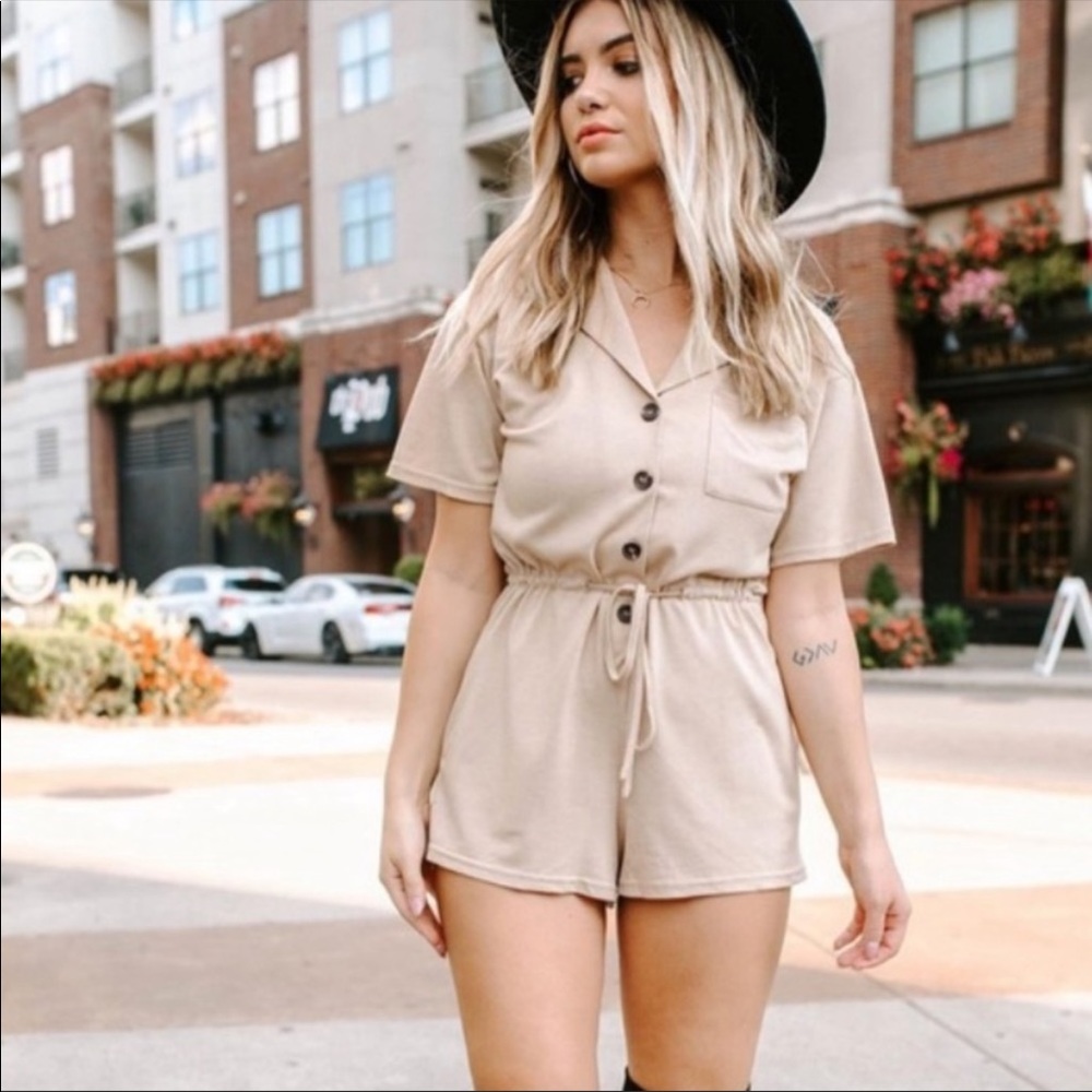 Kittenish tan romper